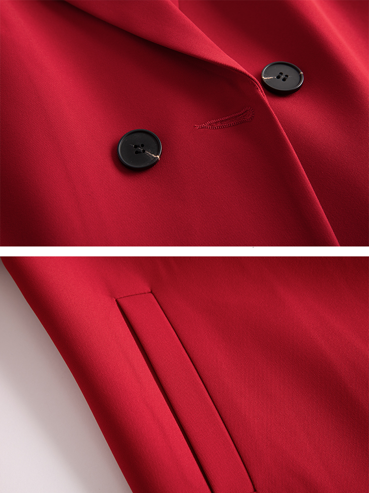 Womens Two Piece Pants Women Work Business Wear Pant Suit Red Blue Black Solid Long Formal Blazer Set Female Office Ladies Jacket and Trouser 2 230209