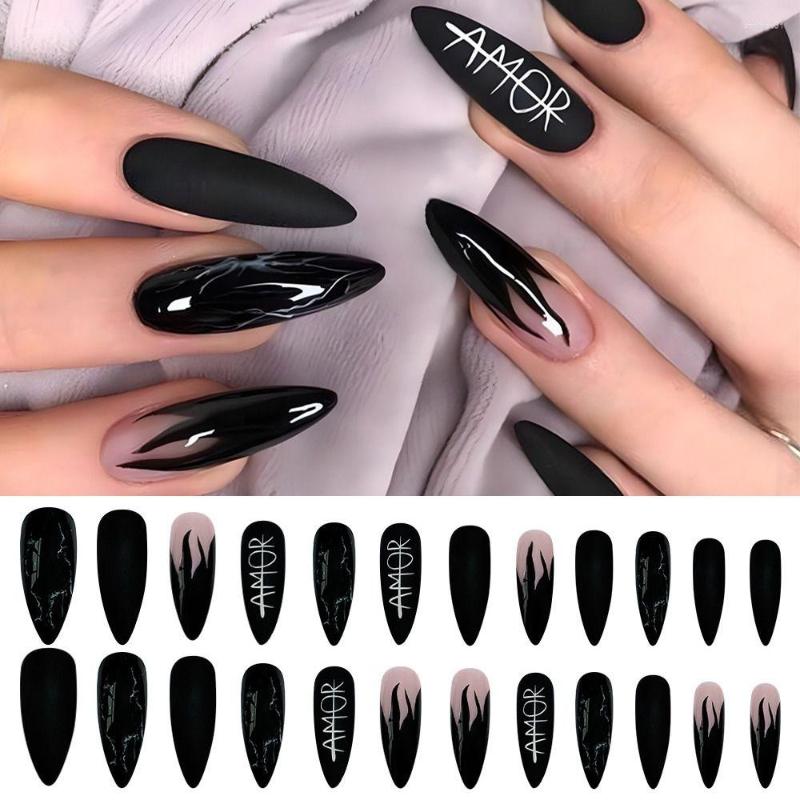 False Nails 24Pcs/Set Long Almond Press On French Flame Letter Pattern Fake Full Cover Nail Tips Manicure
False Nails 24Pcs/Set Long Almond Press On French Flame Letter Pattern Fake Full Cover Nail Tips Manicure