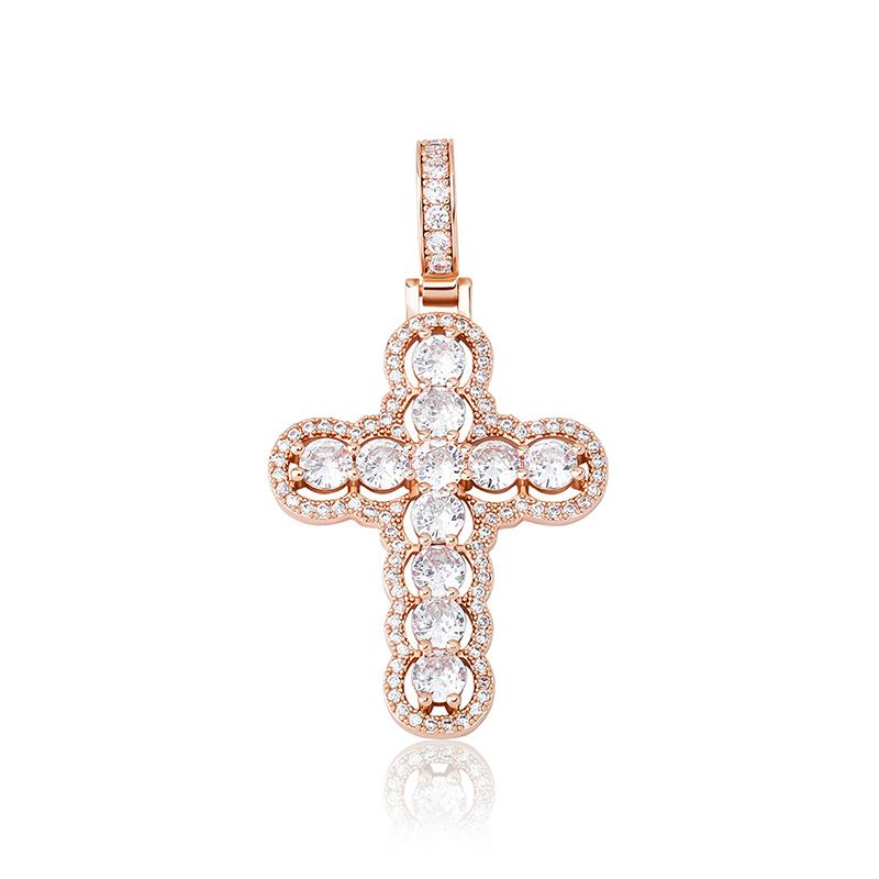 Iced Out Cubic Zirconia Cross Pendants Personalized Necklaces For Men And Women Bling CZ Stone Party Gifts Hip Hop Rock Bijoux Christain Wolf Tide Rap