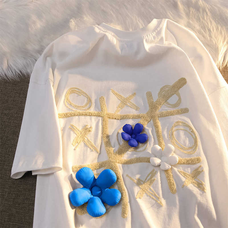 Women's T-Shirt Towel Embroidery Designer Top Nine-square Flocking Short-sleeved T-shirt Women Fashion Graphic Tee Vintage Kawaii Clothes Y2302, White
Women's T-Shirt Towel Embroidery Designer Top Nine-square Flocking Short-sleeved T-shirt Women Fashion Graphic Tee Vintage Kawaii Clothes Y2302, White