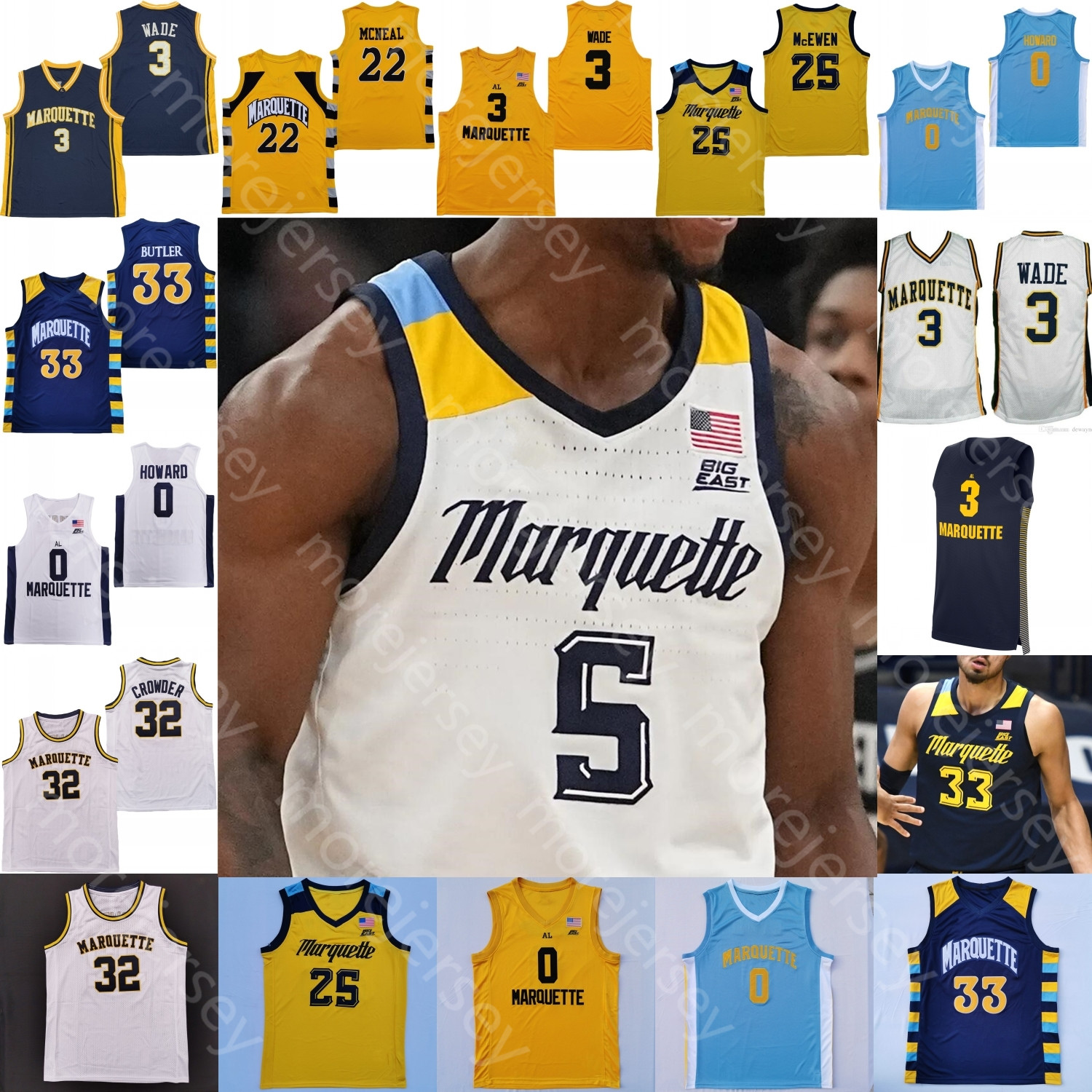 Marquette Golden Eagles Basketball Jersey NCAA College Kam Jones Prosper Oso Ighodaro Tyler Kolek David Joplin Stevie Mitchell Butler Crowder Wade Howard, White 2019
Marquette Golden Eagles Basketball Jersey NCAA College Kam Jones Prosper Oso Ighodaro Tyler Kolek David Joplin Stevie Mitchell Butler Crowder Wade Howard, White 2019