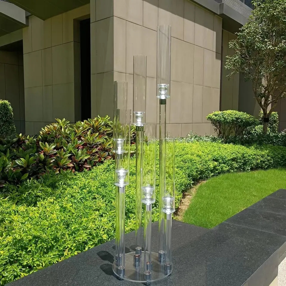 clear Candelabra Table Centerpiece Candle Holders Road Lead Gold Candelabrum Pillar stand Candlestick for Wedding decor imake561 XJ260305