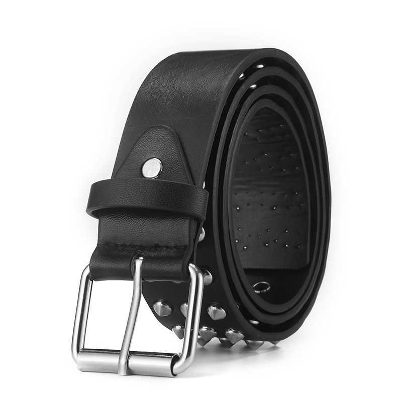 Belts Unisex Fashion Rivet Belt for Women Men Studded Punk Rock With Pin Buckle Black Ceinture Femme G230207