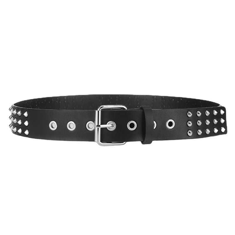 Belts Unisex Fashion Rivet Belt for Women Men Studded Punk Rock With Pin Buckle Black Ceinture Femme G230207