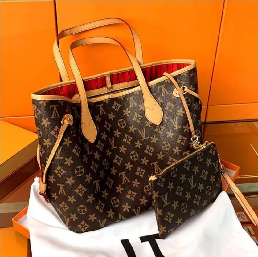2pcs High qualitys Women bags Luxurys Handbags Ladies Designer Composite Bags Clutch Shoulder Crossbody louisvuitton bag Tote Purse Wallet Handbag MM Size