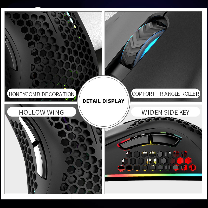 Mice 2 4G Wireless Mouse RGB Light Honeycomb Gaming Rechargeable USB Desktop PC Computers Aouse Laptop Gamer Cute 230210
