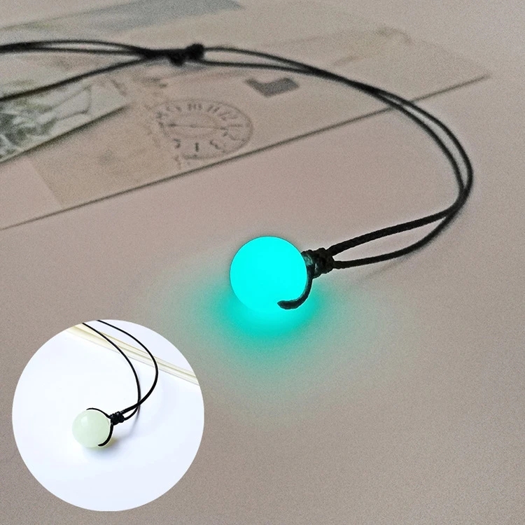 Luminous Stone Beads Pendulum Necklace Chakra Healing Pendant Glow in Dark Adjustable Chain Necklaces