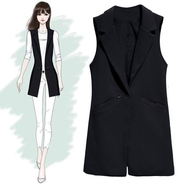 Women's Vests For Women Sleeveless Jacket Coat Long Blazer Formal Work Ladies Office Vintage Slim Suit Waistcoat Female Oversize 230210