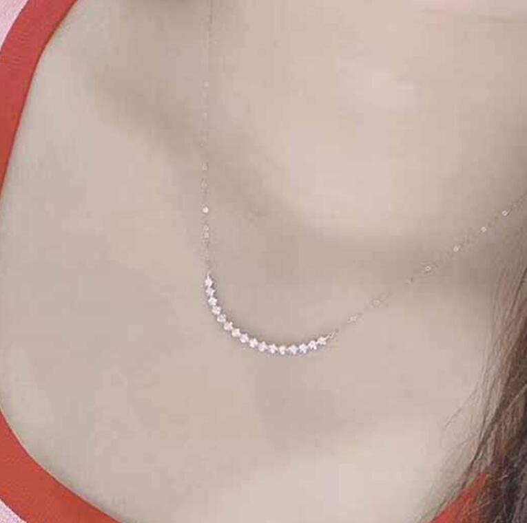 Choucong Brand Smile Pendant Simple Fashion Jewelry 925 Sterling Silver Round Cut White Topaz CZ Diamond Party Women Wedding Clavicle Necklace For Lov