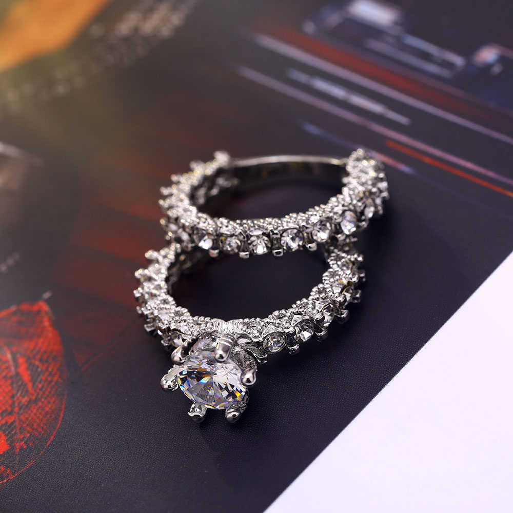 Solitaire Ring IPARAM Elegant Zircon Jewelry Silver Color Engagement Wedding Set for Women 2019 Fashion Crystal Y2302