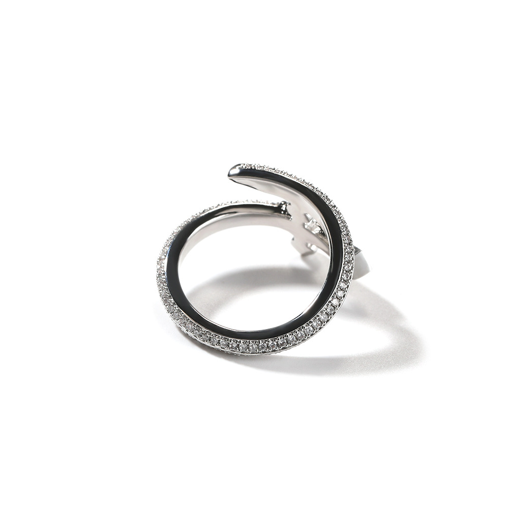 Hip Hop Retro Justice Sword Band Rings Real Gold Plated 5A Zircons Finger Jewelry