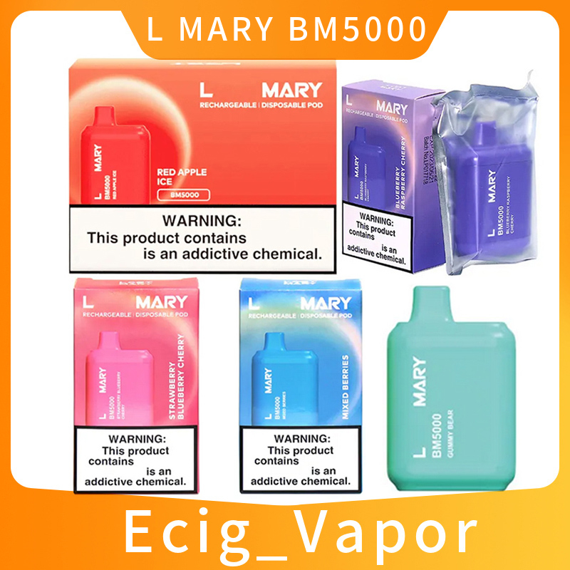 L Mary BM5000 Ef Bar Disposable E cigarettes 5000 Puffs Vape Pen 14ml Prefilled Mesh Coil Cartridges Pod 650mAh Rechargeable Battery Vaporizer vapes BC5000 Ultra
L Mary BM5000 Ef Bar Disposable E cigarettes 5000 Puffs Vape Pen 14ml Prefilled Mesh Coil Cartridges Pod 650mAh Rechargeable Battery Vaporizer vapes BC5000 Ultra