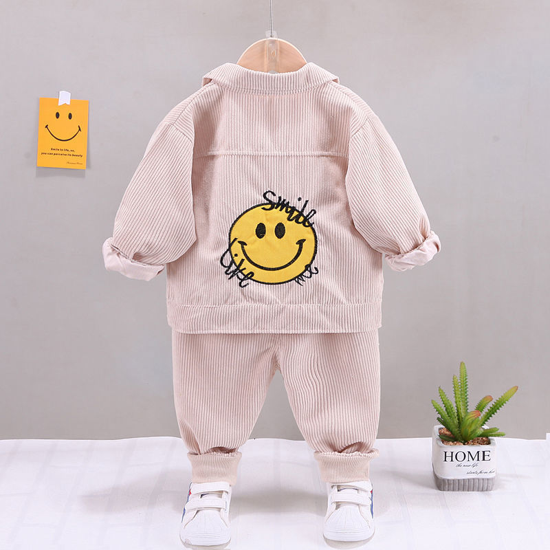 Clothing Sets Spring Autumn Baby Boy Clothes 1 to 5 Years Turn down Collar Corduroy Cardigan Jackets Outwear T shirts Pants 3 PCS Outfits 230209