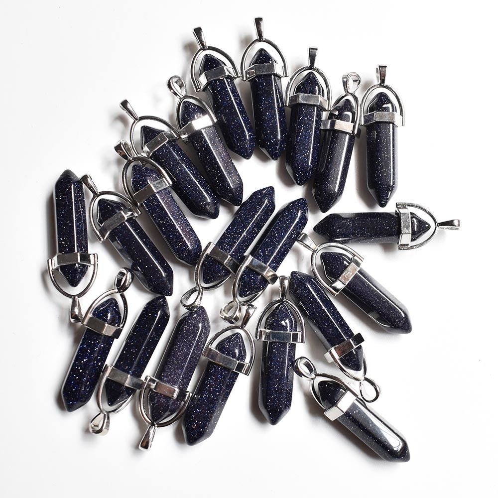 Gemstone Wholesale 24pcs/lot high quality assorted natural stone mixed pillar charms chakra Pendants necklaces for making free 230210