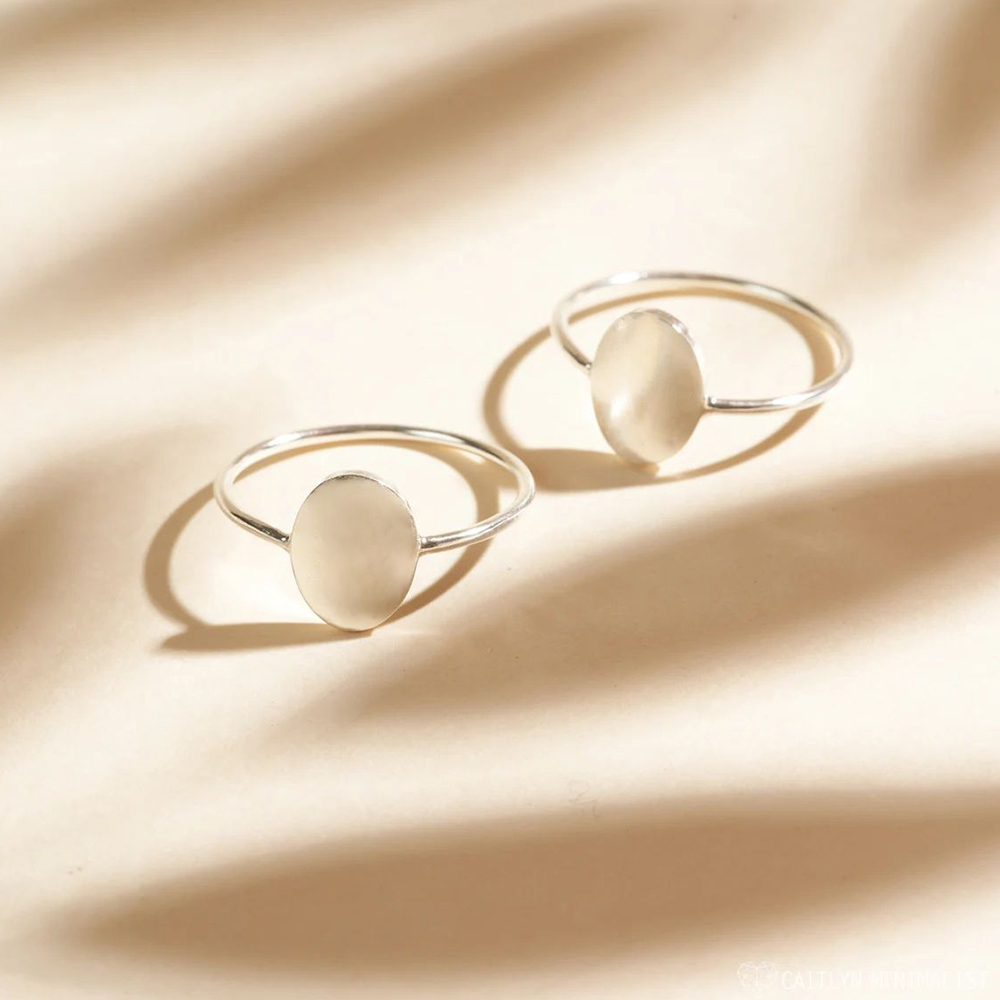 Delicate Oval Ring Dainty Gold Plated Blank Minimalist Feminist Rings For Women Wholesale
