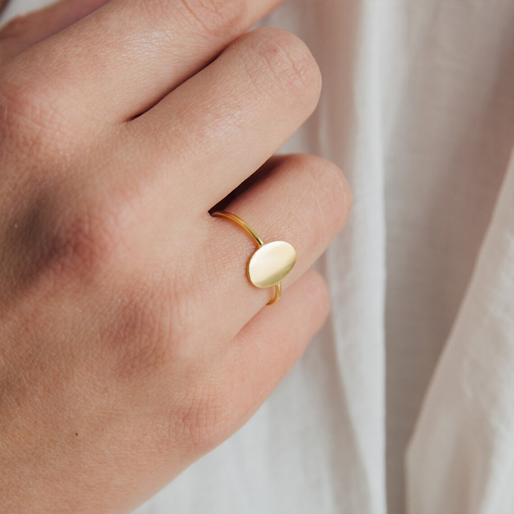 Delicate Oval Ring Dainty Gold Plated Blank Minimalist Feminist Rings For Women Wholesale