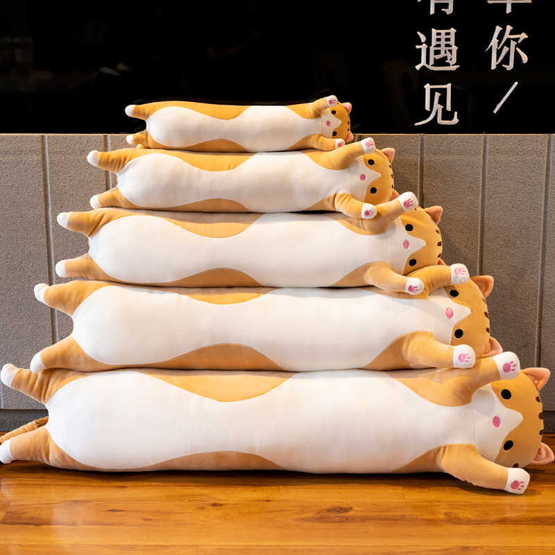 Lovely Plush Long Cat Soft Sleeping Cushion Nap Pillow Stuffed Animal Dolls Kawaii Toy Children Girls Boys Gift