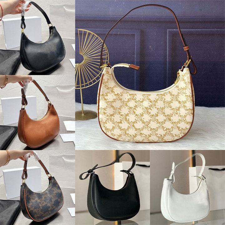 Women Designer Shoulder Bag Luxury Handbag Fashion Totes Leather Chain Bottom Crescent Half Moon Shaped Messenger Bag Hobo Zipped Closure Purses