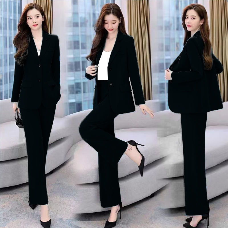 Womens Two Piece Pants Fashion Professional Suit Korean Elegant Spring Autumn Casual Blazers Coat Twopiece Set Femlae Clothing 230209wtt