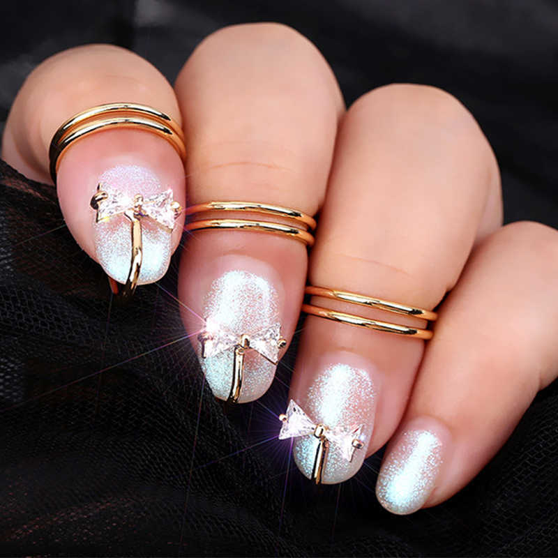 Solitaire Ring s Trend New Rhinestone Metal for Women Fingertip Nail Stainless Steel Fashion Party Gift Jewelry Y2302