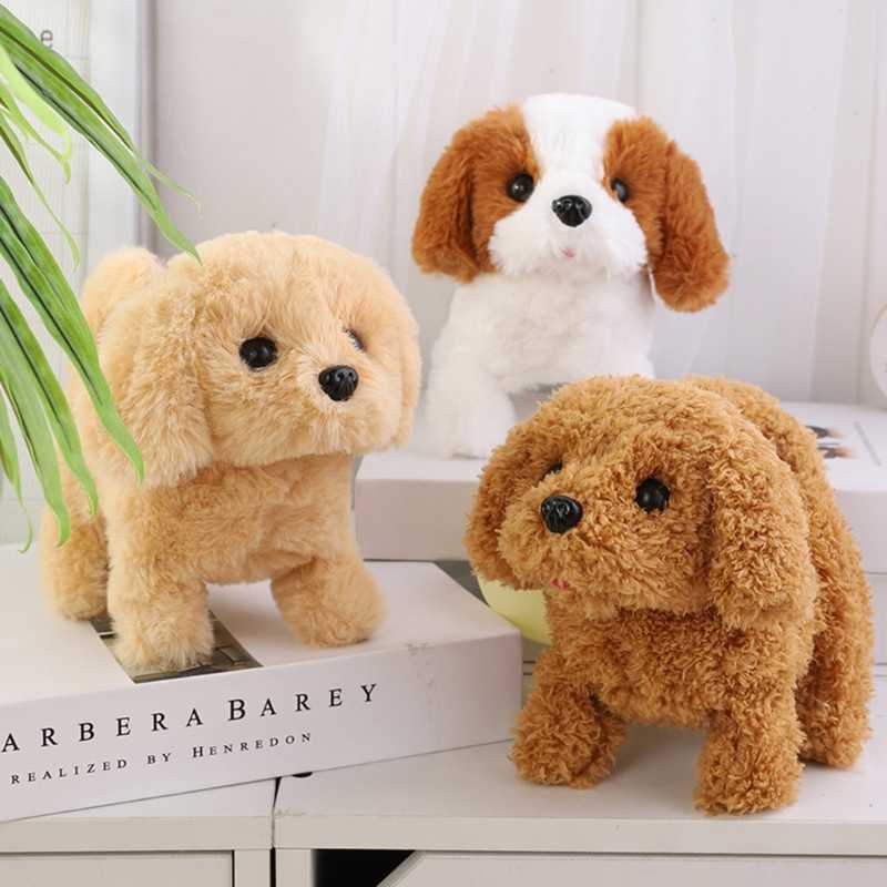Cute Puppy Pet Dog Doll With Battery Control barks, walks and wags its tail Electronic Plush Toys Birthday Gift For Boys Girls 1-3 years Baby