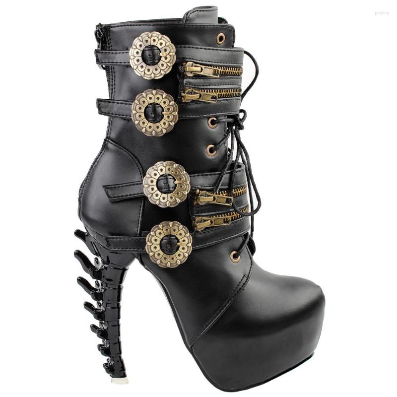 Dress Shoes LF80651 Punk Design Zipper Women's High-top Bone High Heel Platform Ankle Boots Black, Army green
Dress Shoes LF80651 Punk Design Zipper Women's High-top Bone High Heel Platform Ankle Boots Black, Army green