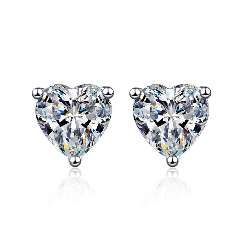 Stud Earrings Passed Diamond Test Heart-shaped Moissanite Three Simple Earring S925 Silver Plated Pt950 1ct 2Ct Girlfriend Birthday Gift
Stud Earrings Passed Diamond Test Heart-shaped Moissanite Three Simple Earring S925 Silver Plated Pt950 1ct 2Ct Girlfriend Birthday Gift