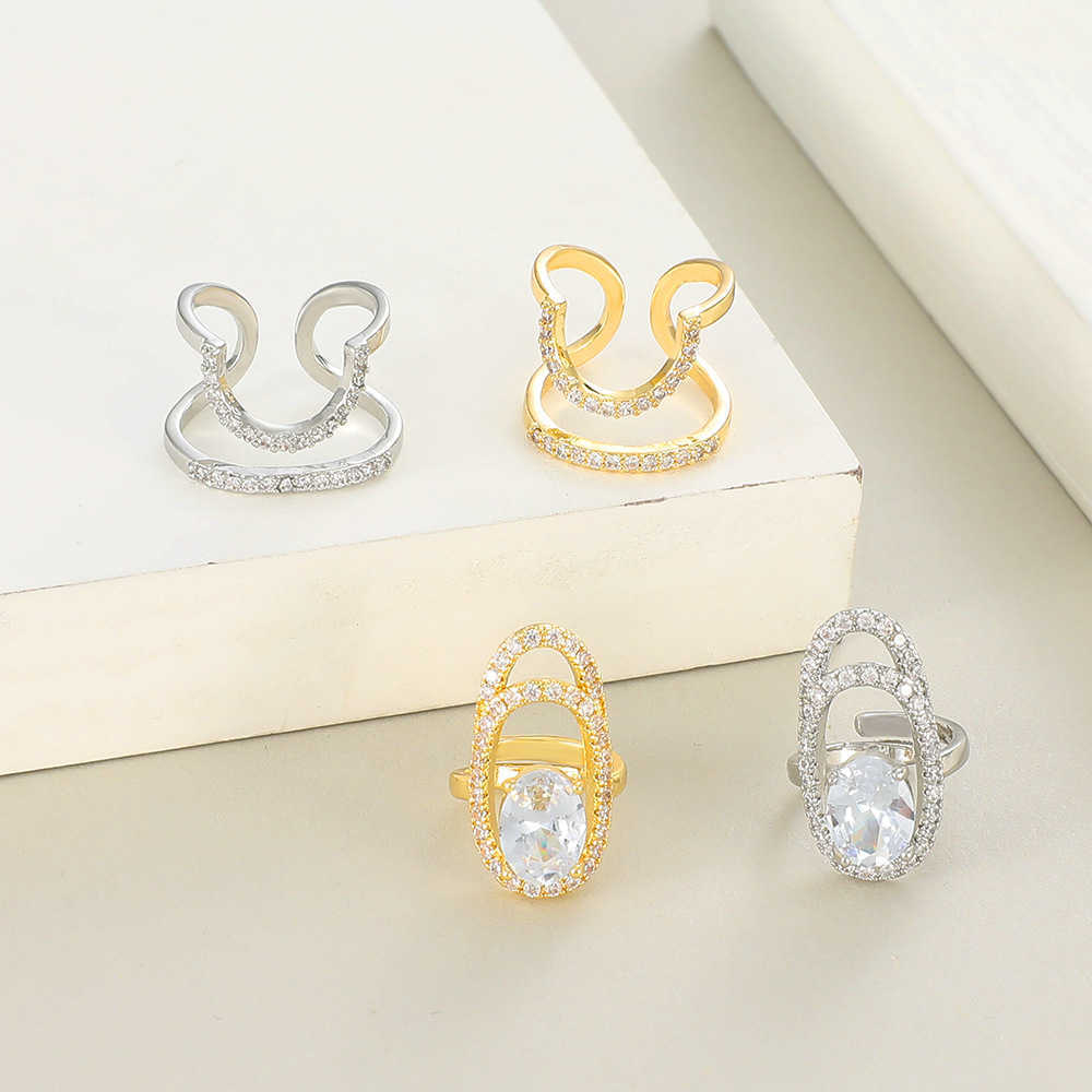 Solitaire Ring New Fashion Copper Inlaid Zircon Nail INS Selling Gold Plated Manicure Joint for Women Trend Party Jewelry Y2302
