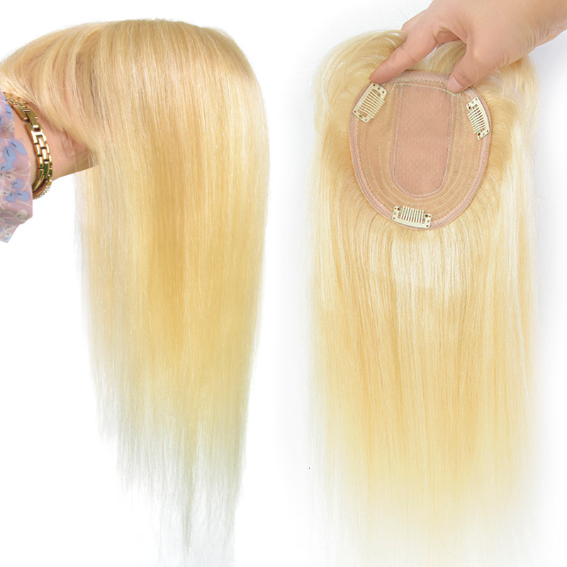 Synthetic s 613 Blonde Human Hair Toppers With Bangs 18inch For Women Clip In Pieces Bleached for Cover White Remy 230210