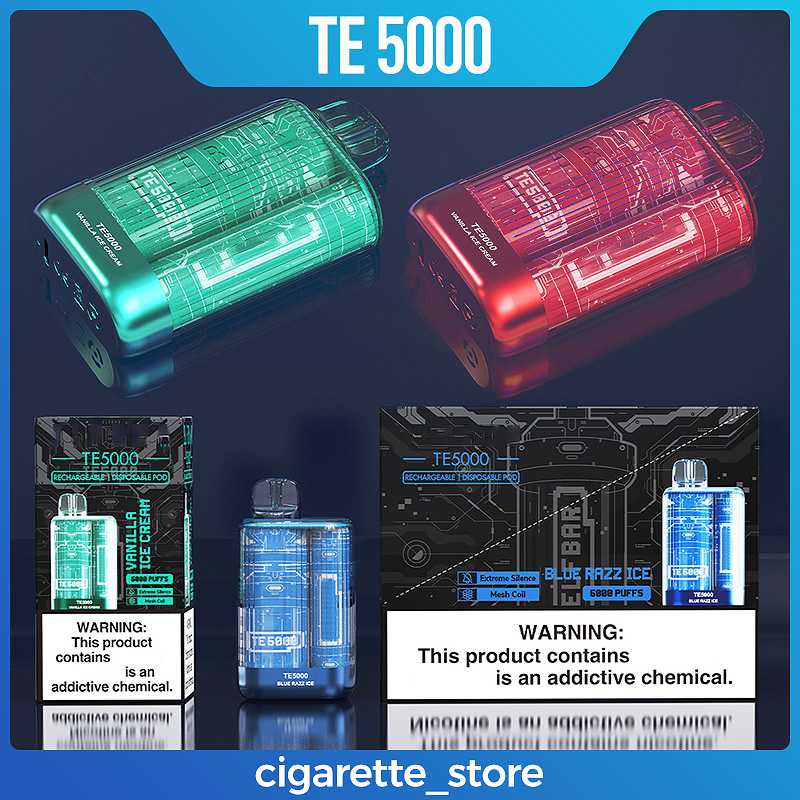 TE 5000Puffs Disposable E cigarette Vape Pen Mesh Coil 12ml Pre-filled 5% Pod 650mah Rechargeable Battery Cartridge Pod Device Vaporizer vapes
TE 5000Puffs Disposable E cigarette Vape Pen Mesh Coil 12ml Pre-filled 5% Pod 650mah Rechargeable Battery Cartridge Pod Device Vaporizer vapes