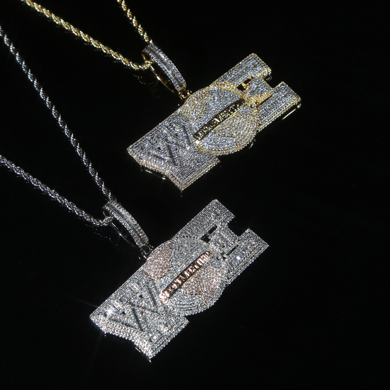 Iced Out Bling CZ Letters We On Everything Pendant Necklace Gold Silver Plated Cubic Zircon WOE Charm Hip Hop Jewelry For Men