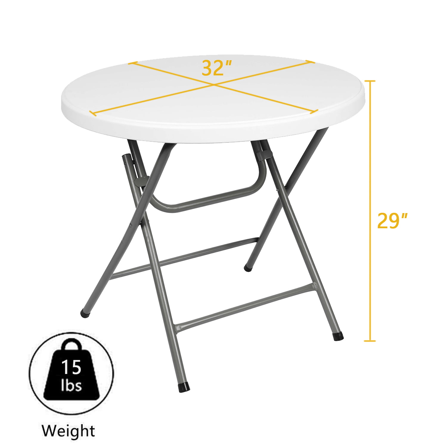 32 Inch Bar Height Folding Table White Round Plastic Table