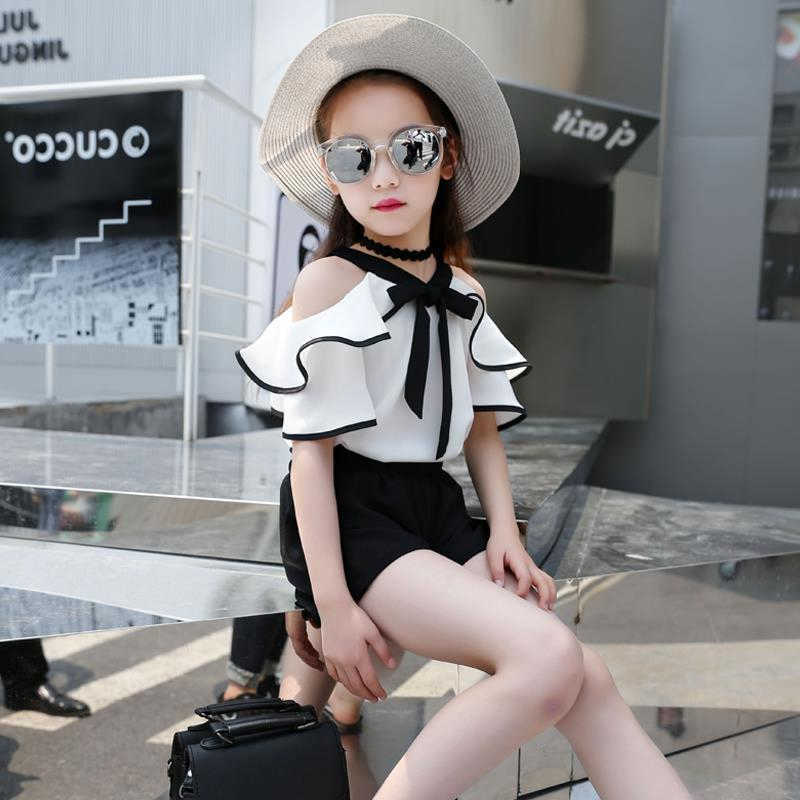 Clothing Sets Summer Girls Clothing Sets Kids TshirtShorts Suits Short Sleeve Children Fashion Girl Clothes Outfit 4 6 8 10 11 12 Years W230210