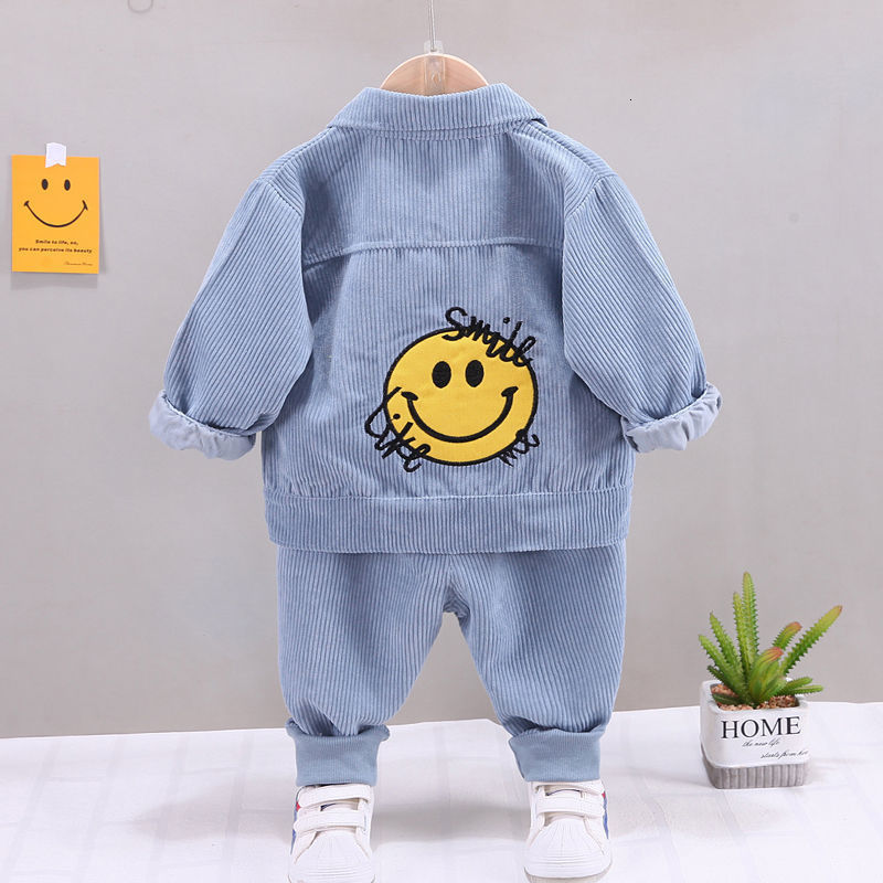 Clothing Sets Spring Autumn Baby Boy Clothes 1 to 5 Years Turn down Collar Corduroy Cardigan Jackets Outwear T shirts Pants 3 PCS Outfits 230209