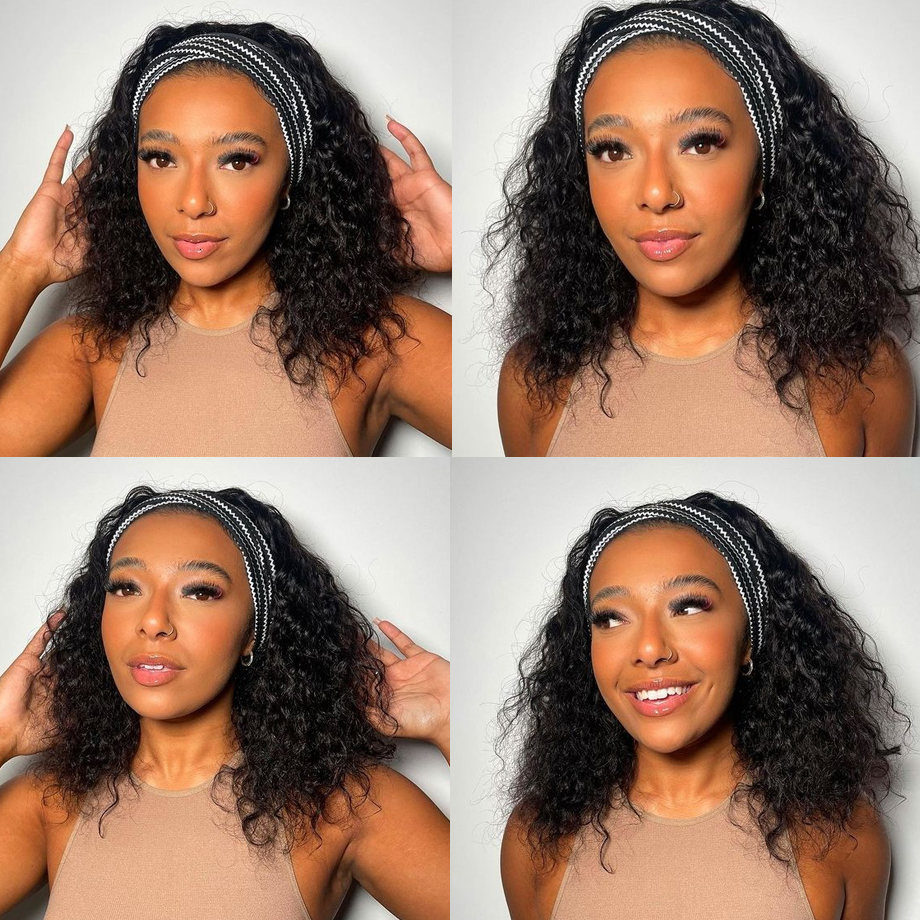 Lace Wigs Headband Wig Human Hair Kinky Curly MYLOCKME Glueless Full Machine Made Brazilian Remy For Women 180 Density 230210