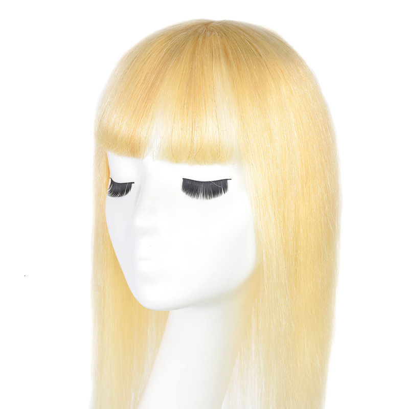 Synthetic s 613 Blonde Human Hair Toppers With Bangs 18inch For Women Clip In Pieces Bleached for Cover White Remy 230210