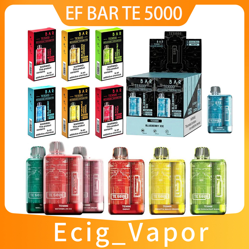 Ef Bar TE5000 Disposable E cigarettes 5000 Puffs Vape Pen 13.5ml Prefilled Mesh Coil Pods Cartridge 550mAh Rechargeable Battery Vaporizer bc5000 bars aroma king Esco
Ef Bar TE5000 Disposable E cigarettes 5000 Puffs Vape Pen 13.5ml Prefilled Mesh Coil Pods Cartridge 550mAh Rechargeable Battery Vaporizer bc5000 bars aroma king Esco