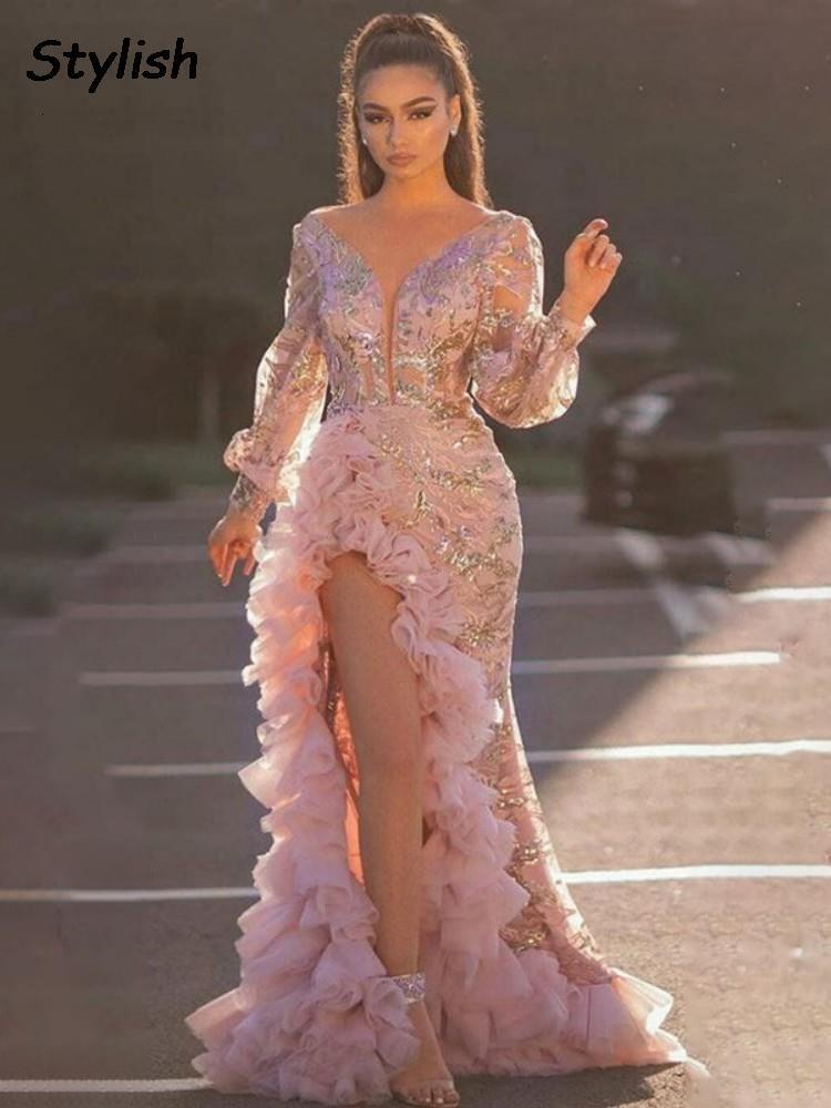 Casual Dresses Women Sexy V Neck Split Side Ruffles Pink Dress Elegant Lady Evening Party Dress Female Night Club Prom Wedding Long Maxi Dress 230210
Casual Dresses Women Sexy V Neck Split Side Ruffles Pink Dress Elegant Lady Evening Party Dress Female Night Club Prom Wedding Long Maxi Dress 230210