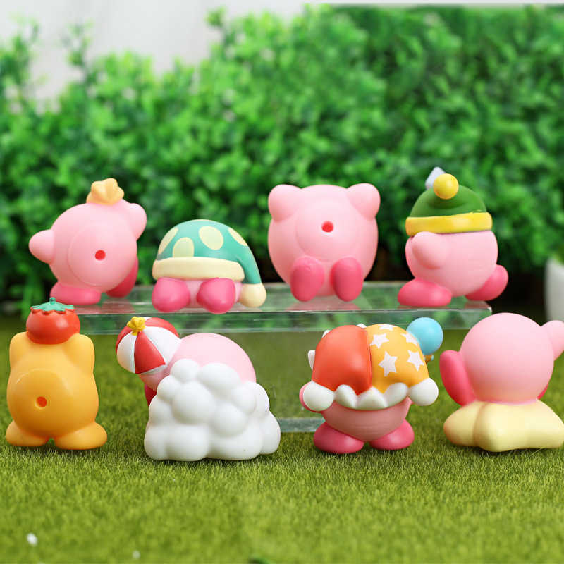 Bath Toys 8 Piece Set of Kirby Action Figures Collection Cute Pink Pvc Material Figurines Collectibles Best Christmas Gift for Child GirlJ230210