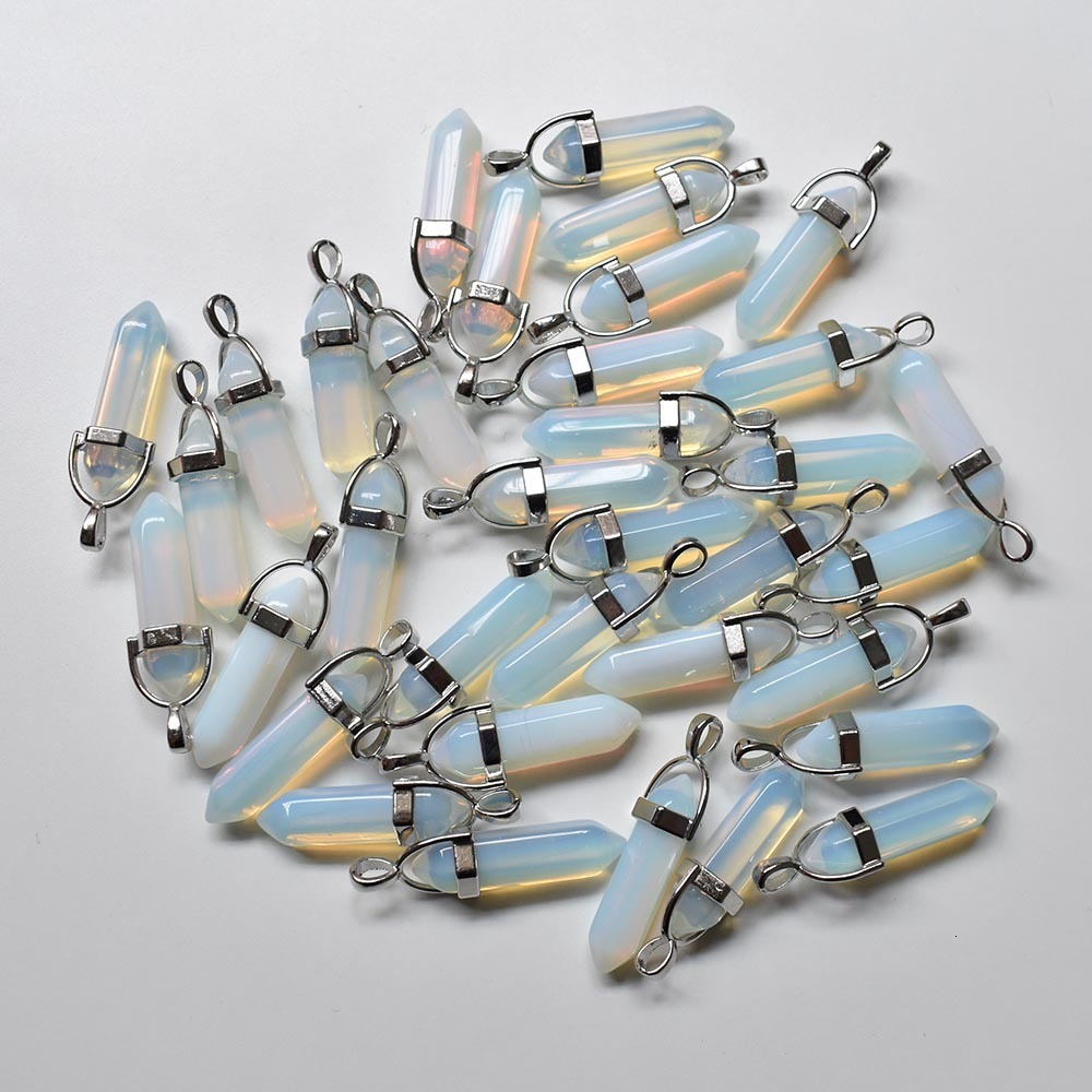 Gemstone Wholesale 24pcs/lot high quality assorted natural stone mixed pillar charms chakra Pendants necklaces for making free 230210