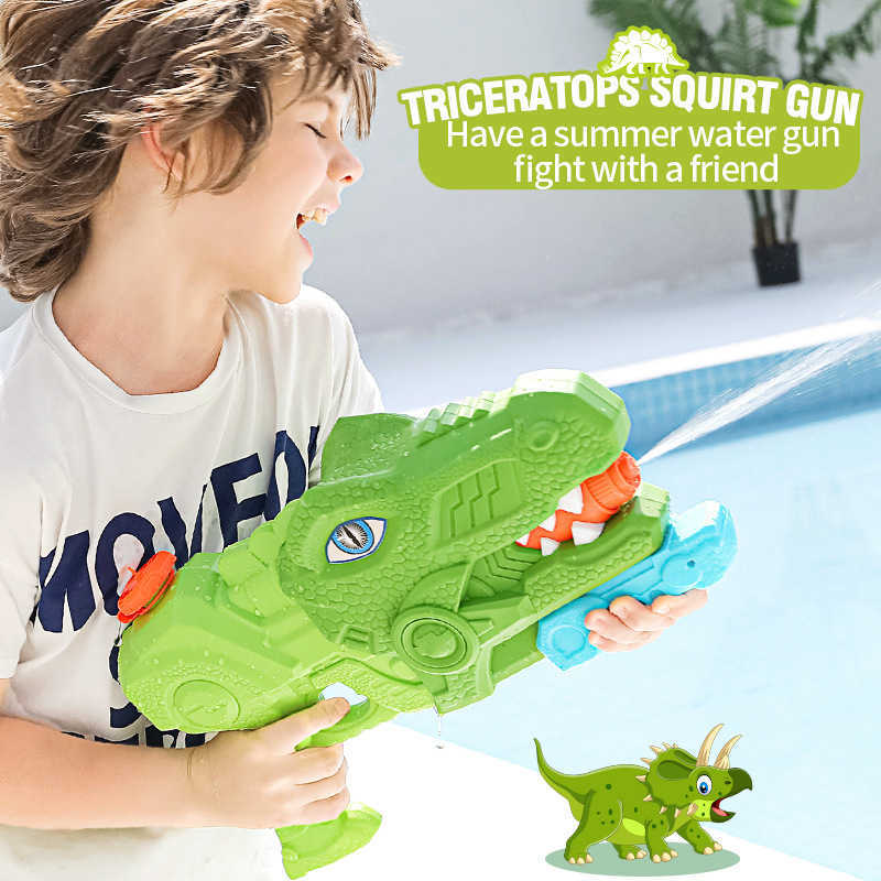 Bath Toys Children's Outdoor Dinosaur Large-capacity Pull-out Porous Water Gun Summer Swimming Pool Beach Play Toy Chase Game XPYJ230210