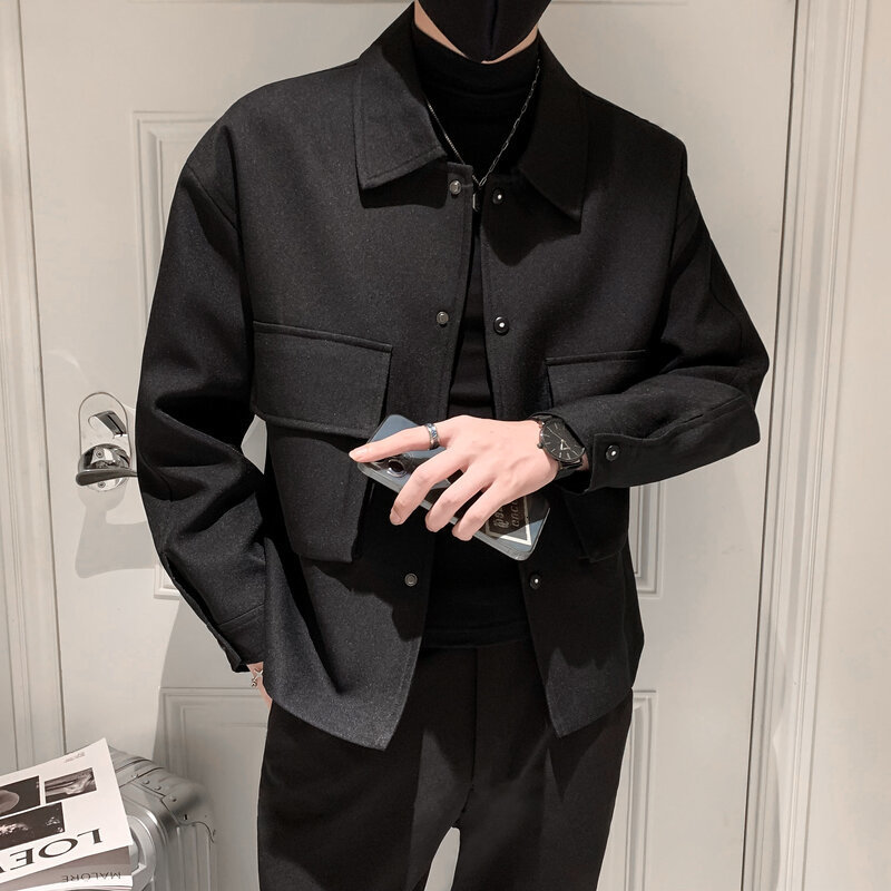 Mens Jackets Men Autumn Pockets Turndown Collar Skinny Fashion Outwear Plus Size Streetwear Arrival BF Clothing Cazadora Hombre 230210