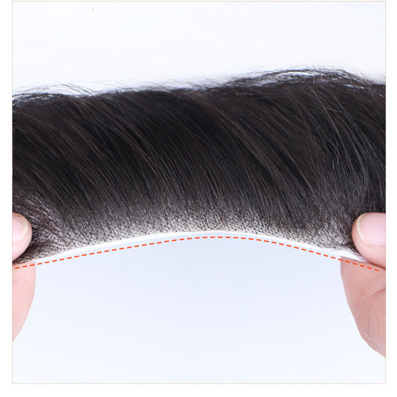 Synthetic s Frontal Hairpiece for Men Natural Black line Loss Straight Tape in Human Toupee Replacement System 230210