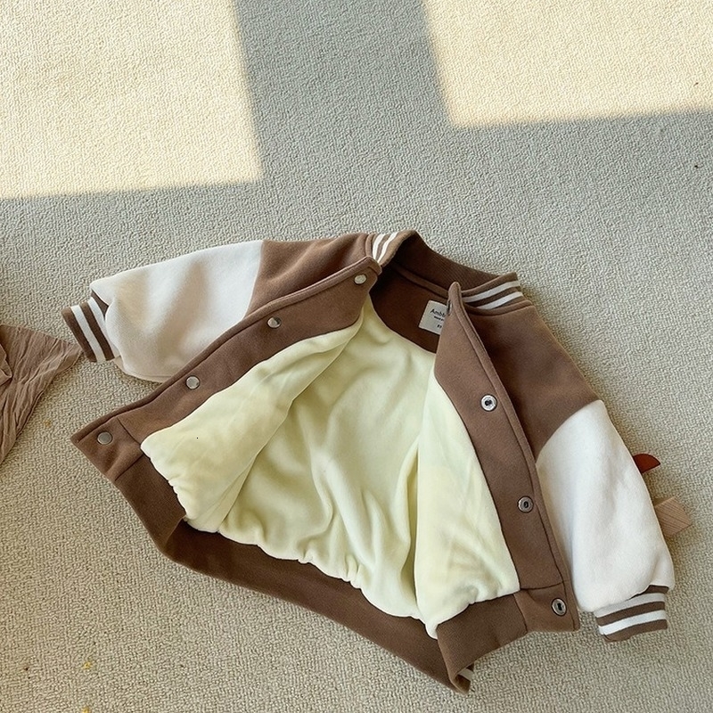 Coat Baby Jacket Casual Baseball Uniform Outerwear Kids Toddler Infant Boys Girls Clothes Cute Fleece Winter Warm l230209