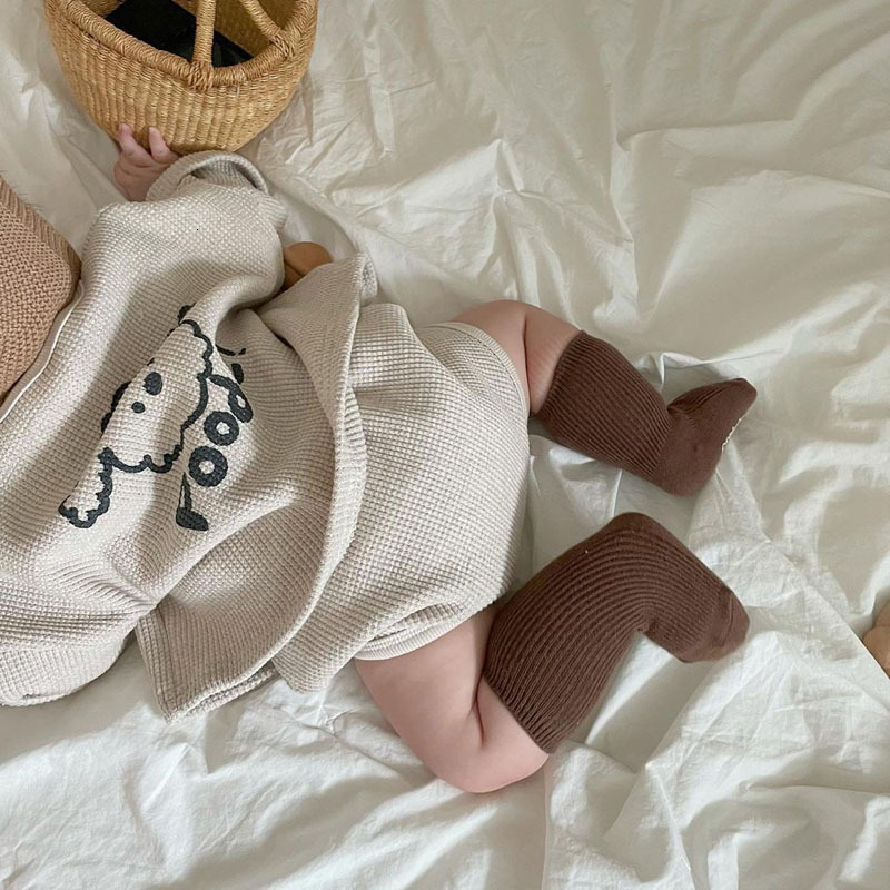 Clothing Sets Summer Baby Cotton Waffle Cardigan Boy Cute Bear Print Tops Pants 2pcs Girl Pp Suit Infant Clothes 230209