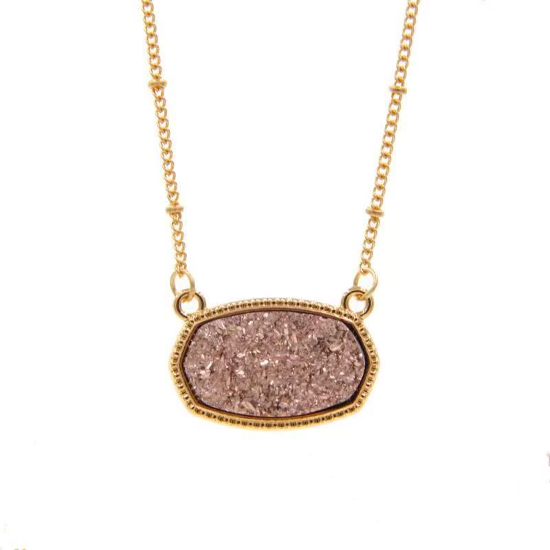 Pendant Necklaces Resin Oval Druzy Necklace Gold Color Chain Drusy Hexagon Style Luxury Designer Brand Fashion Jewelry For Women
Pendant Necklaces Resin Oval Druzy Necklace Gold Color Chain Drusy Hexagon Style Luxury Designer Brand Fashion Jewelry For Women