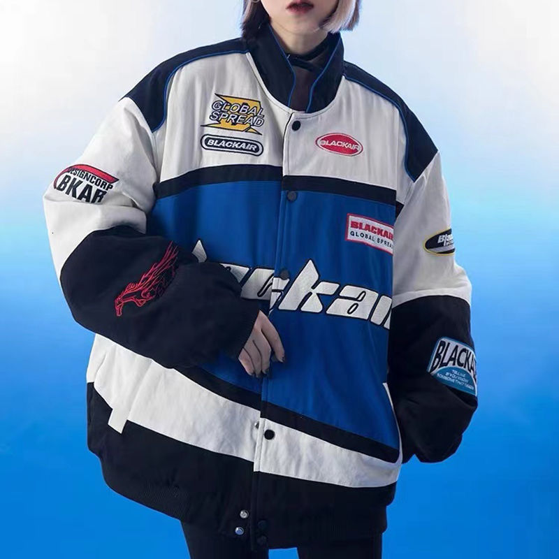 Women's Jackets Vintage Oversized Print Handsome Motorcycle Racing Suit Jacket Women Street Hip-hop Couple Windbreaker Y2K Bomber Jacket Mens 230