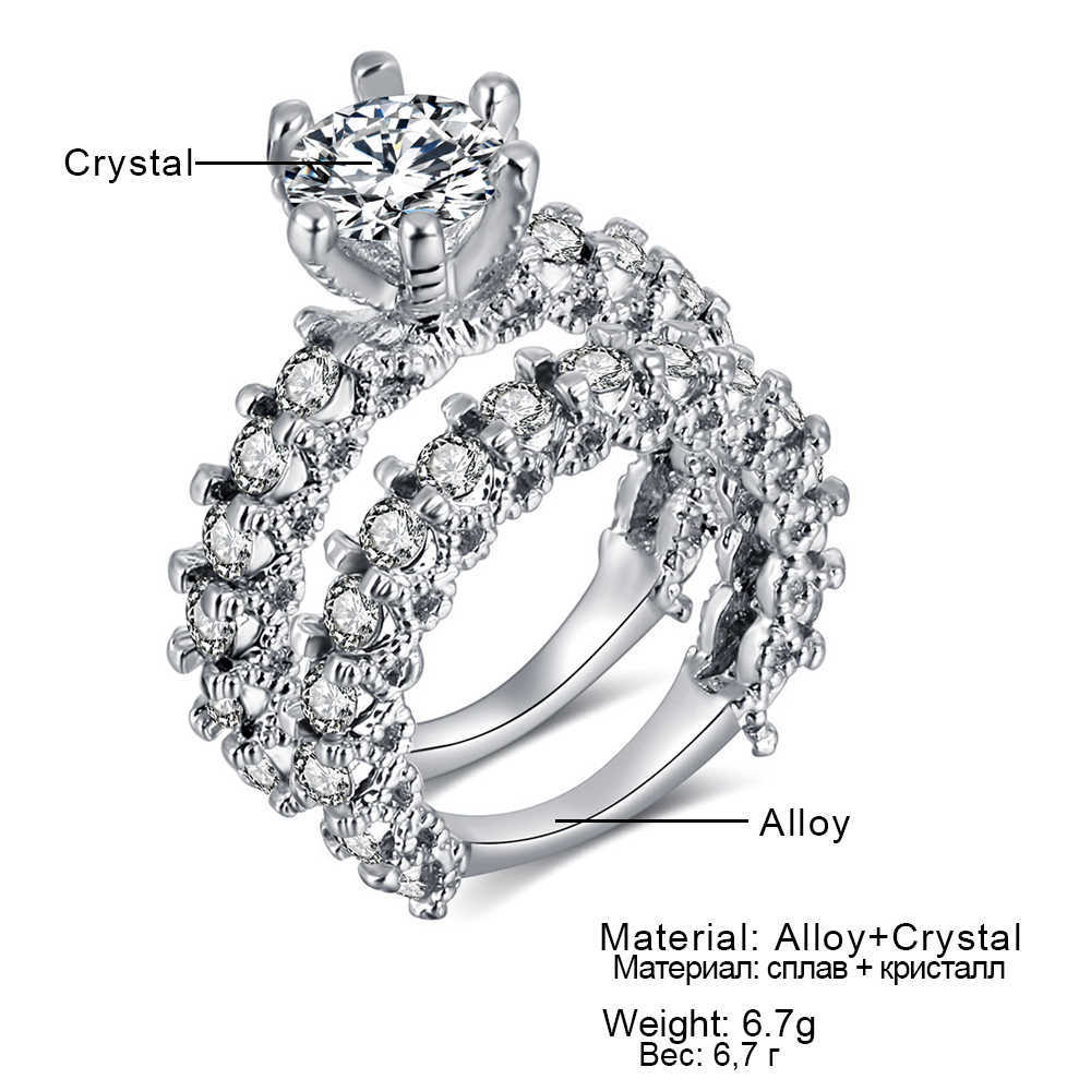 Solitaire Ring IPARAM Elegant Zircon Jewelry Silver Color Engagement Wedding Set for Women 2019 Fashion Crystal Y2302