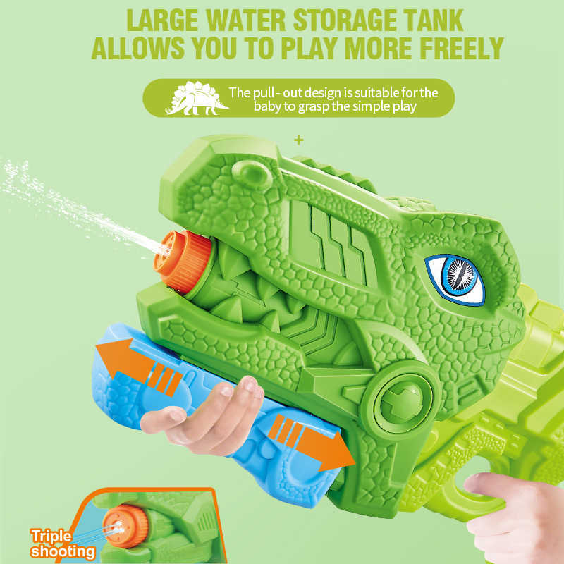 Bath Toys Children's Outdoor Dinosaur Large-capacity Pull-out Porous Water Gun Summer Swimming Pool Beach Play Toy Chase Game XPYJ230210