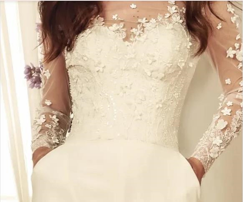 Boho Wedding Dress Bride Jumpsuits With Pockets Detachable Train Lace Jacket 3D Floral Applique Long Spring Summer Bridal Gowns Country Garden Women E